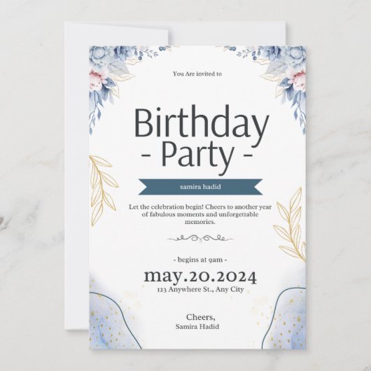 Uitnodigingskaart verjaardagsfeestje kaart (Voorkant)