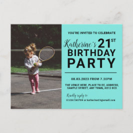 Uitnodigingskaart voor 21e verjaardag in het cyan briefkaart