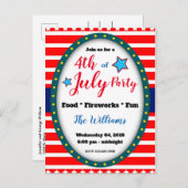 Uitnodigingskaart voor 4 juli achtertuinfeest uitnodiging briefkaart (Voorkant / Achterkant)