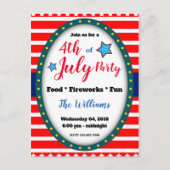 Uitnodigingskaart voor 4 juli achtertuinfeest uitnodiging briefkaart (Voorkant)
