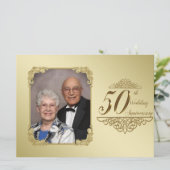 Uitnodigingskaart voor 50-jarig huwelijksjubileum  kaart (Staand voorkant)