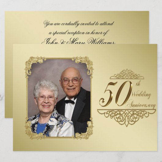 Uitnodigingskaart voor 50-jarig huwelijksjubileum  kaart (Voorkant / Achterkant)