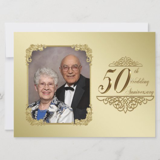 Uitnodigingskaart voor 50-jarig huwelijksjubileum  kaart (Voorkant)