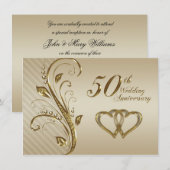 Uitnodigingskaart voor 50ste trouwdag kaart (Voorkant / Achterkant)