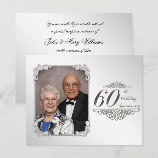 Uitnodigingskaart voor 60-jarig huwelijksjubileum  kaart (Voorkant / Achterkant)