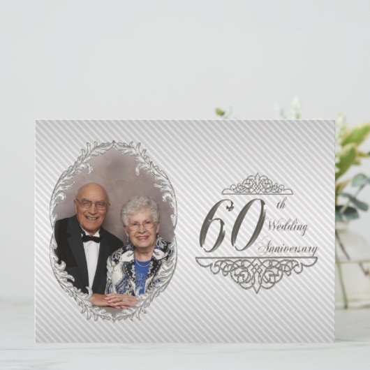 Uitnodigingskaart voor 60-jarig huwelijksjubileum  kaart (Staand voorkant)