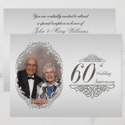 Uitnodigingskaart voor 60-jarig huwelijksjubileum  kaart (Voorkant / Achterkant)