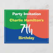 Uitnodigingskaart voor 7e verjaardag briefkaart (Voorkant)