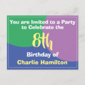 Uitnodigingskaart voor 8e verjaardag briefkaart (Voorkant)