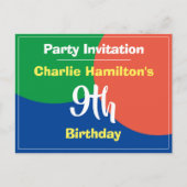 Uitnodigingskaart voor 9e verjaardag briefkaart (Voorkant)