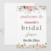 Uitnodigingskaart voor Amanda's Bruidsbad - Elegan Bedankkaart (Voorkant / Achterkant)