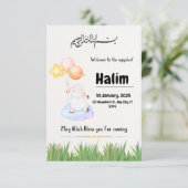 uitnodigingskaart voor aqeeqah-feest kaart (Staand voorkant)