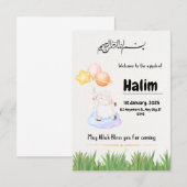 uitnodigingskaart voor aqeeqah-feest kaart (Voorkant / Achterkant)