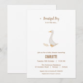 Uitnodigingskaart voor baby shower met gans kaart (Voorkant / Achterkant)