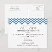 Uitnodigingskaart voor Blauwe Chevron Proefhuwelij Uitnodiging Briefkaart (Voorkant / Achterkant)