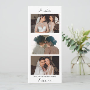 Uitnodigingskaart voor bruidsmeisje fotocard kaart