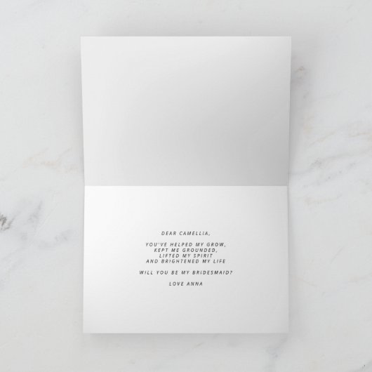 Uitnodigingskaart voor bruidsmeisje kaart (Binnen)