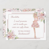 Uitnodigingskaart voor bruidsmeisje met eigen teks kaart (Voorkant / Achterkant)