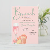 Uitnodigingskaart voor brunch en bubbels kaart (Staand voorkant)