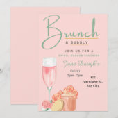 Uitnodigingskaart voor brunch en bubbels kaart (Voorkant / Achterkant)