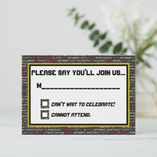 Uitnodigingskaart voor Codeursfeest Kaart (Staand voorkant)