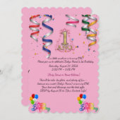 uitnodigingskaart voor de eerste verjaardag kaart (Voorkant / Achterkant)