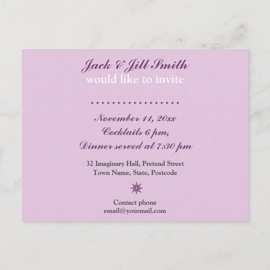 Uitnodigingskaart voor dinerfeest uitnodiging briefkaart (Achterkant)