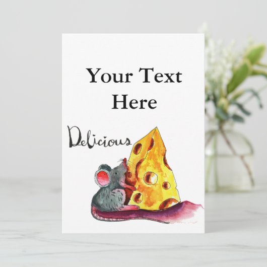 Uitnodigingskaart voor een schattige muis kaart (Staand voorkant)