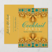 Uitnodigingskaart voor Exotisch Goud & Teal Feest Uitnodiging Briefkaart (Voorkant / Achterkant)