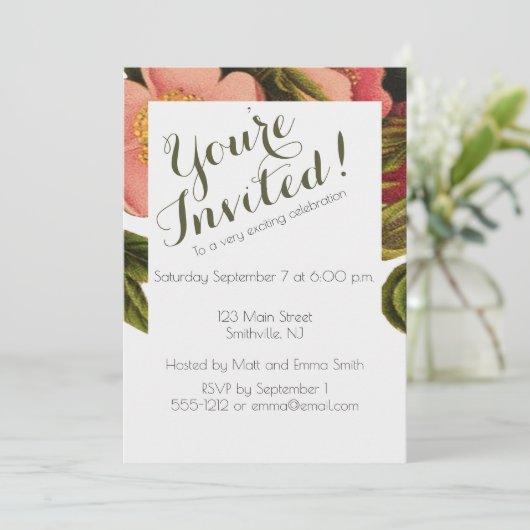 Uitnodigingskaart voor feest met aangepaste sjablo kaart (Staand voorkant)