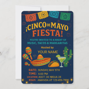 Uitnodigingskaart voor Fiesta – Bewerkbare Partij  Kaart