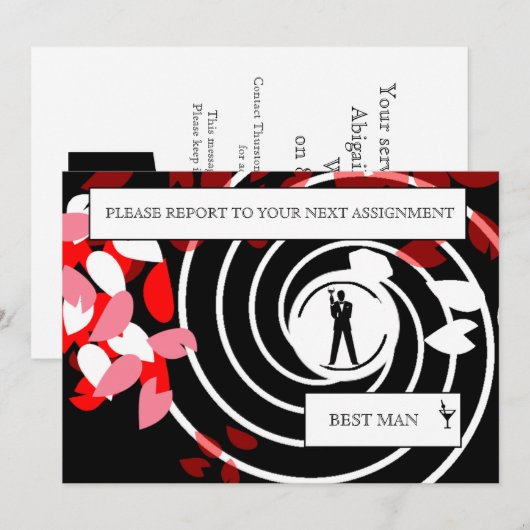 Uitnodigingskaart voor getuige of bruidsjonker kaart (Voorkant / Achterkant)