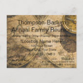 Uitnodigingskaart voor gezinsreünie met oude werel briefkaart (Voorkant)