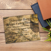 Uitnodigingskaart voor gezinsreünie met oude werel briefkaart