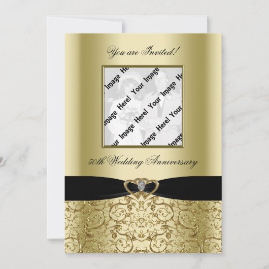 Uitnodigingskaart voor gouden huwelijksjubileum me kaart (Voorkant)