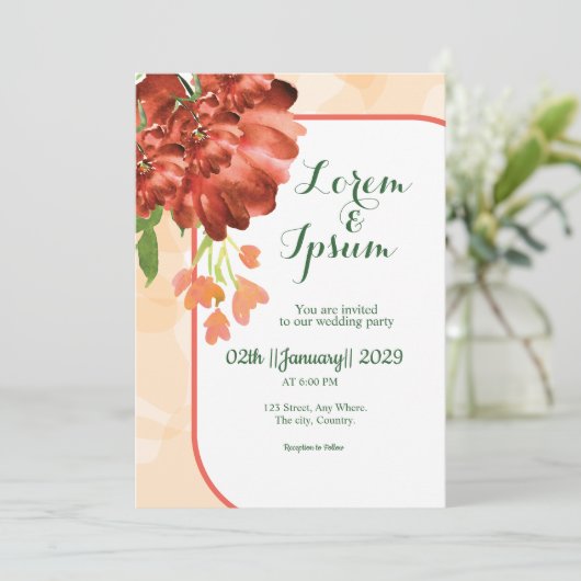 Uitnodigingskaart voor gouden kleuren kaart (Staand voorkant)