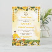 Uitnodigingskaart voor Groom Haldi-ceremonie Kaart (Staand voorkant)