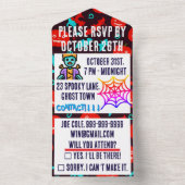 Uitnodigingskaart voor Halloween met griezelig roo All In One Uitnodiging (Binnen)