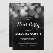 Uitnodigingskaart voor Hen Party met Zilver Glitte Kaart (Voorkant / Achterkant)