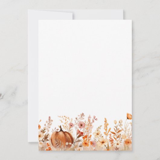 Uitnodigingskaart voor herfst babyfeest met pompoe kaart (Achterkant)