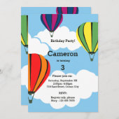 Uitnodigingskaart voor het 3e verjaardagsfeest met kaart (Voorkant / Achterkant)