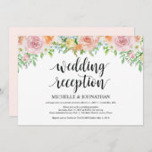 Uitnodigingskaart voor huwelijksfeest met bloemrom kaart (Voorkant / Achterkant)