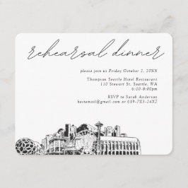 Uitnodigingskaart voor huwelijksrepetitie in Seatt Informatiekaartje