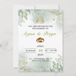 Uitnodigingskaart voor Indiaase verloving, ringcer Kaart