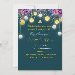 Uitnodigingskaart voor Indiase trouw-sangeet avond Kaart