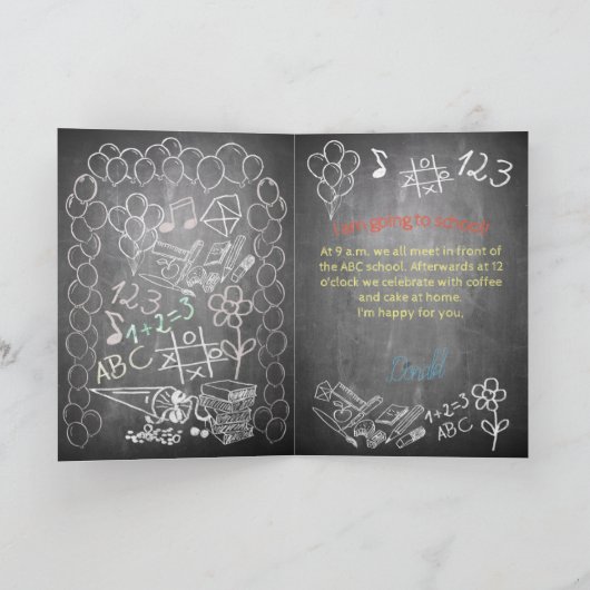 Uitnodigingskaart voor inschrijving op school op s kaart (Binnen)