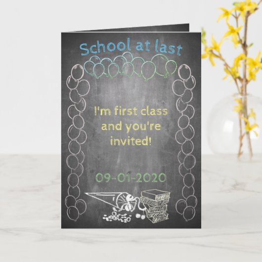 Uitnodigingskaart voor inschrijving op school op s kaart (Gele Bloem)