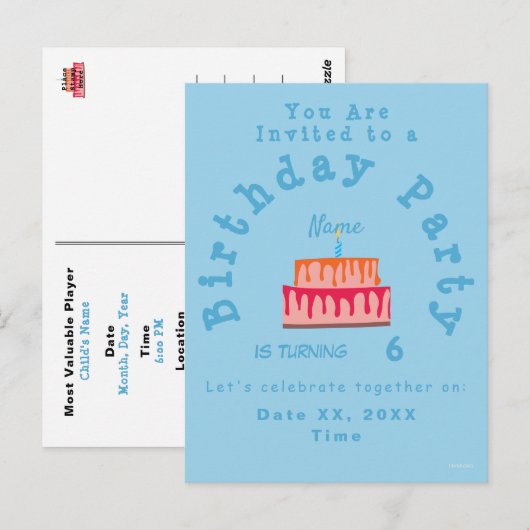 Uitnodigingskaart voor jongensverjaardagsfeest HAM Briefkaart (Voorkant / Achterkant)