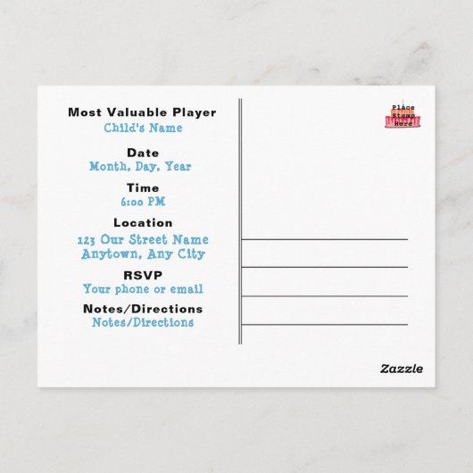 Uitnodigingskaart voor jongensverjaardagsfeest HAM Briefkaart (Achterkant)