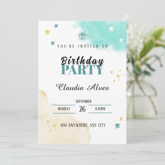 Uitnodigingskaart voor kinderverjaardagsfeestje  kaart (Staand voorkant)